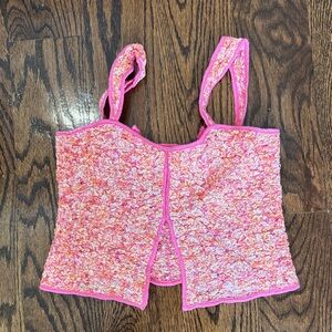 American Eagle Outfitters Pink and Orange Textured Top